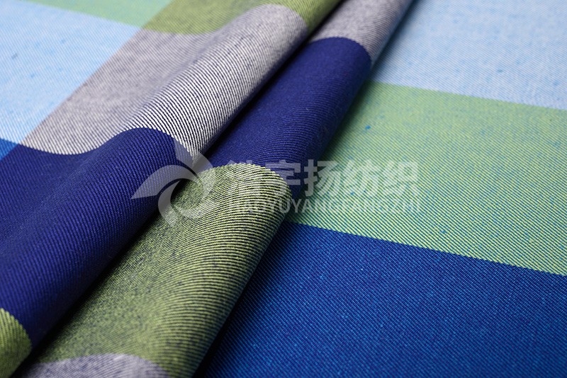 色织斜纹碳磨格子布